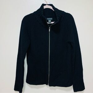 Vintage Banana Republic Merino Wool Black Zip-Up Sweater size medium
